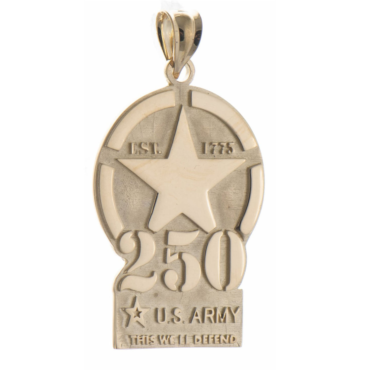 Sterling Silver or Yellow Gold Army 250th Anniversary Pendant