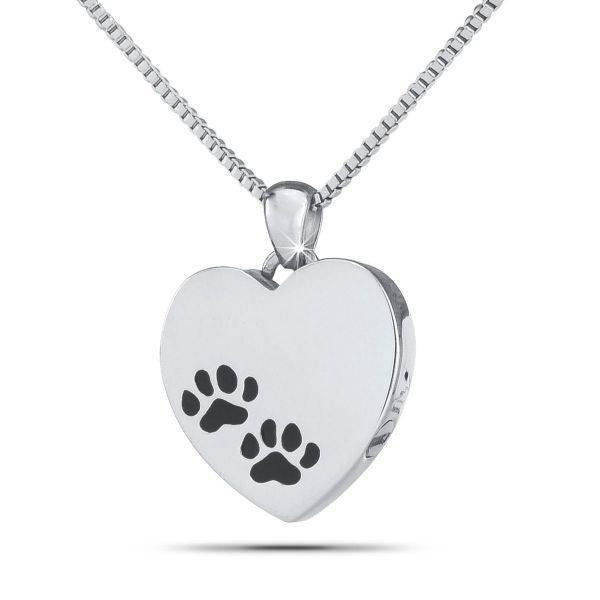 Stainless Steel Paw Print Cremation Pendant Necklace