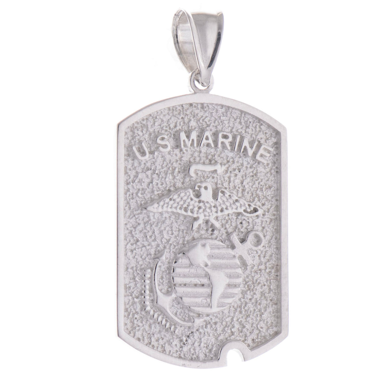 Sterling Silver or Yellow Gold US Marine Corps Dog Tag Pendant