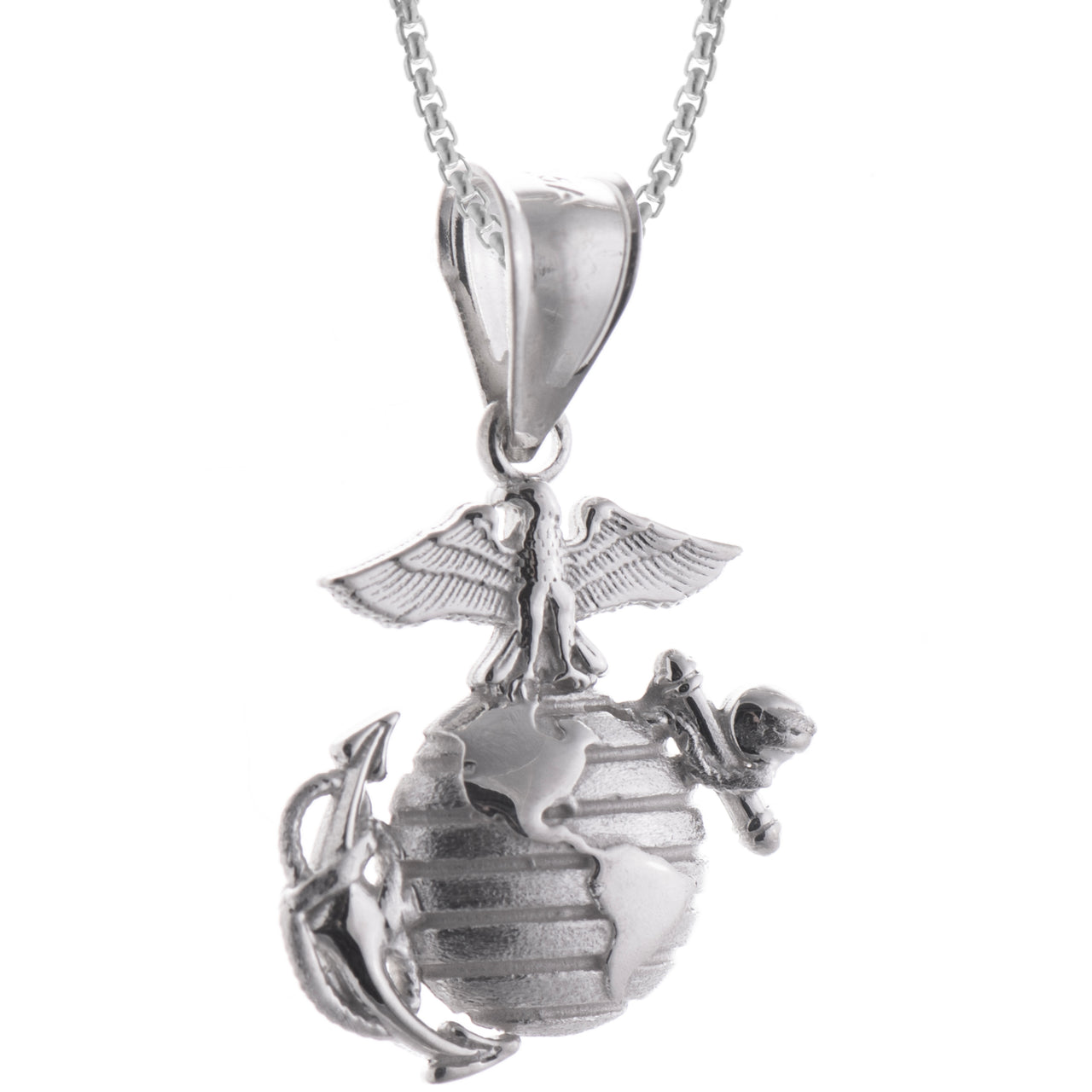 Sterling Silver US Marine Corps Pendant Necklace