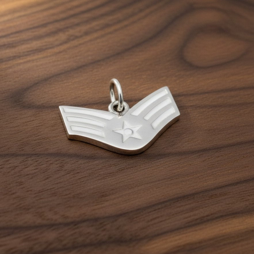 Sterling Silver Air Force Senior Airman Class E-4 Rank Pendant