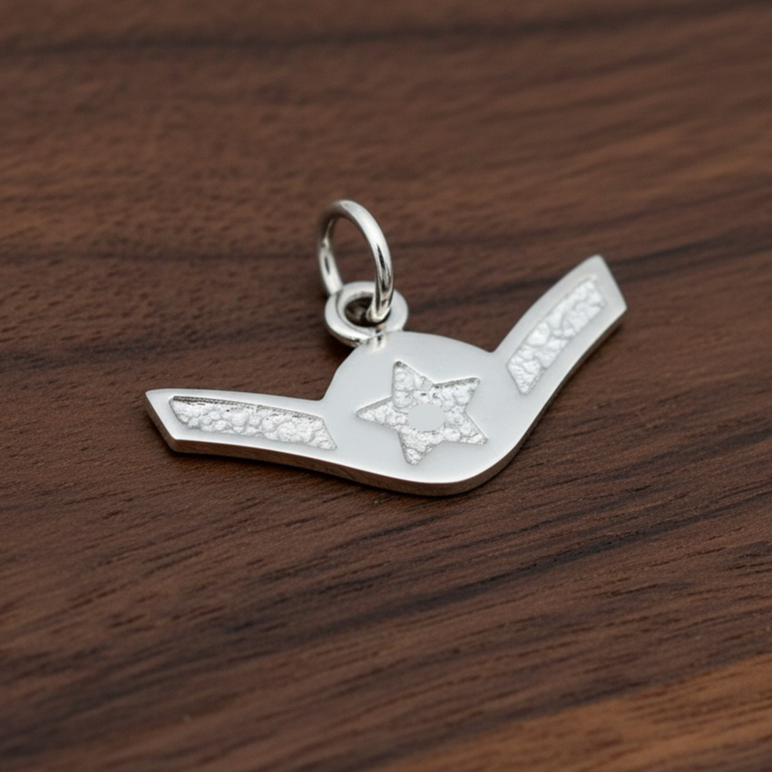 Sterling Silver Air Force Airman E-2 Rank Pendant