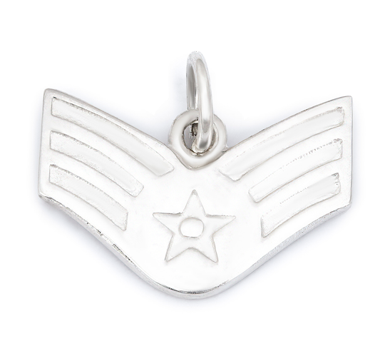 Sterling Silver Air Force Senior Airman Class E-4 Rank Pendant