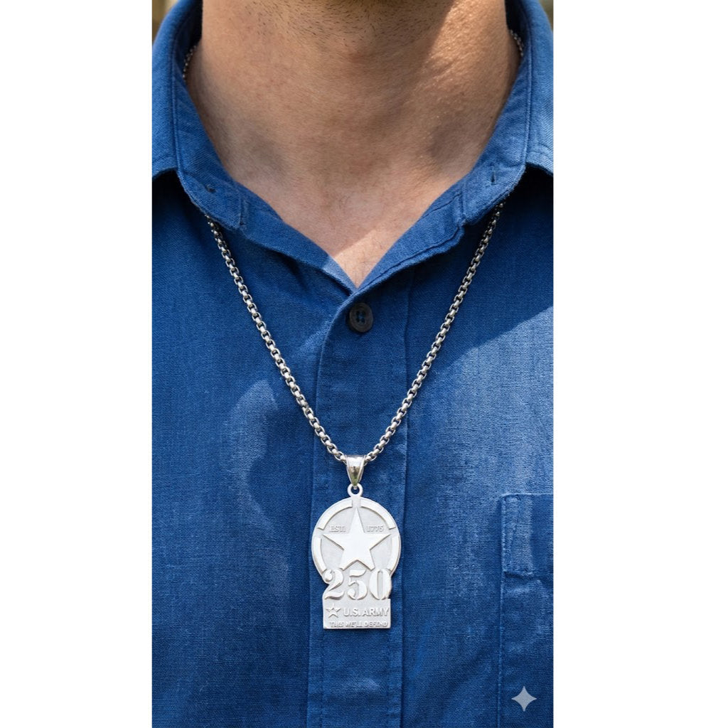 Sterling Silver or Yellow Gold Army 250th Anniversary Pendant