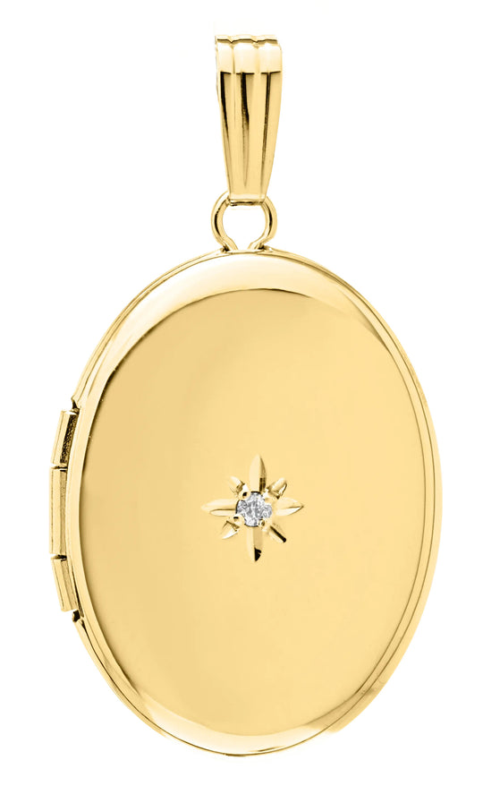Yellow Gold Filled 17mm Polished Locket with Diamond Accents for Women