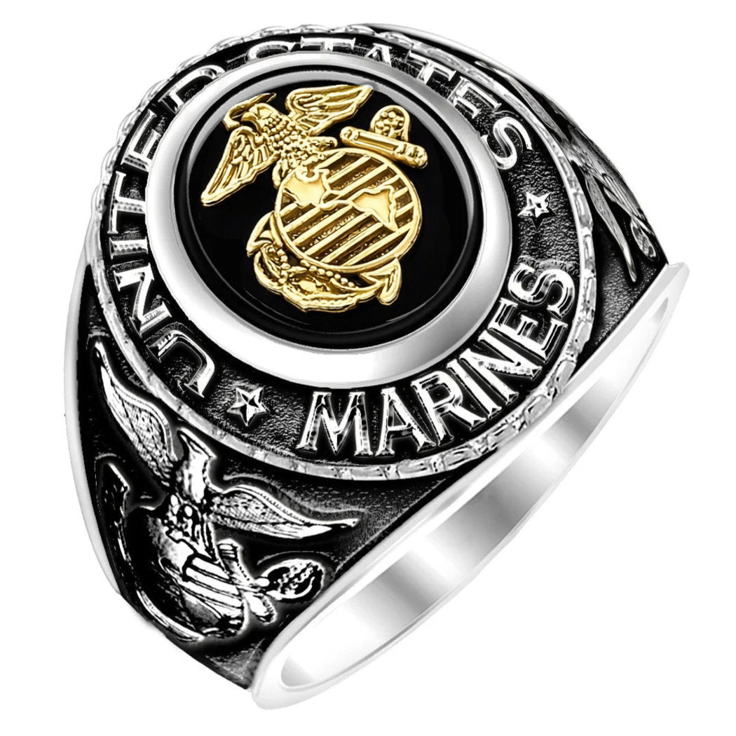 Sterling Silver United States Marines Ring
