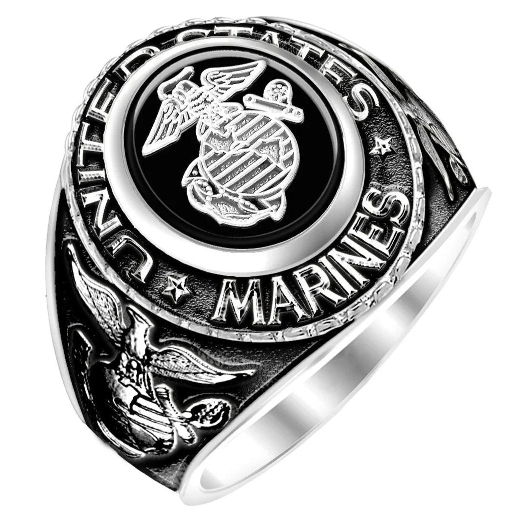 Sterling Silver United States Marines Ring