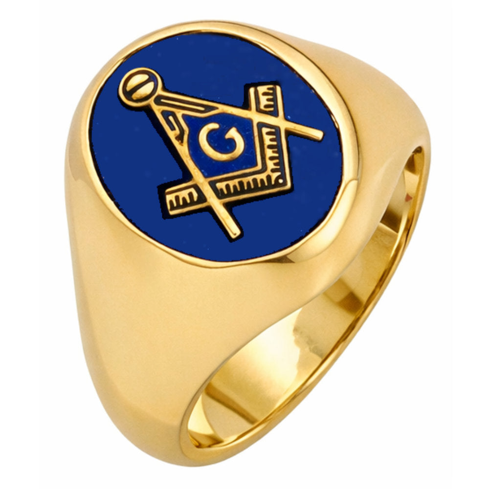 Yellow Gold Masonic Blue Lodge Ring with Stone