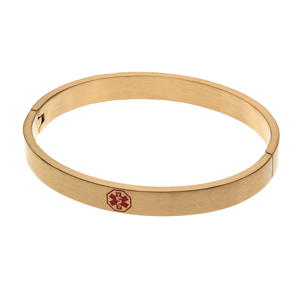 Stainless Steel Medical ID Gold-Tone Bangle Bracelet