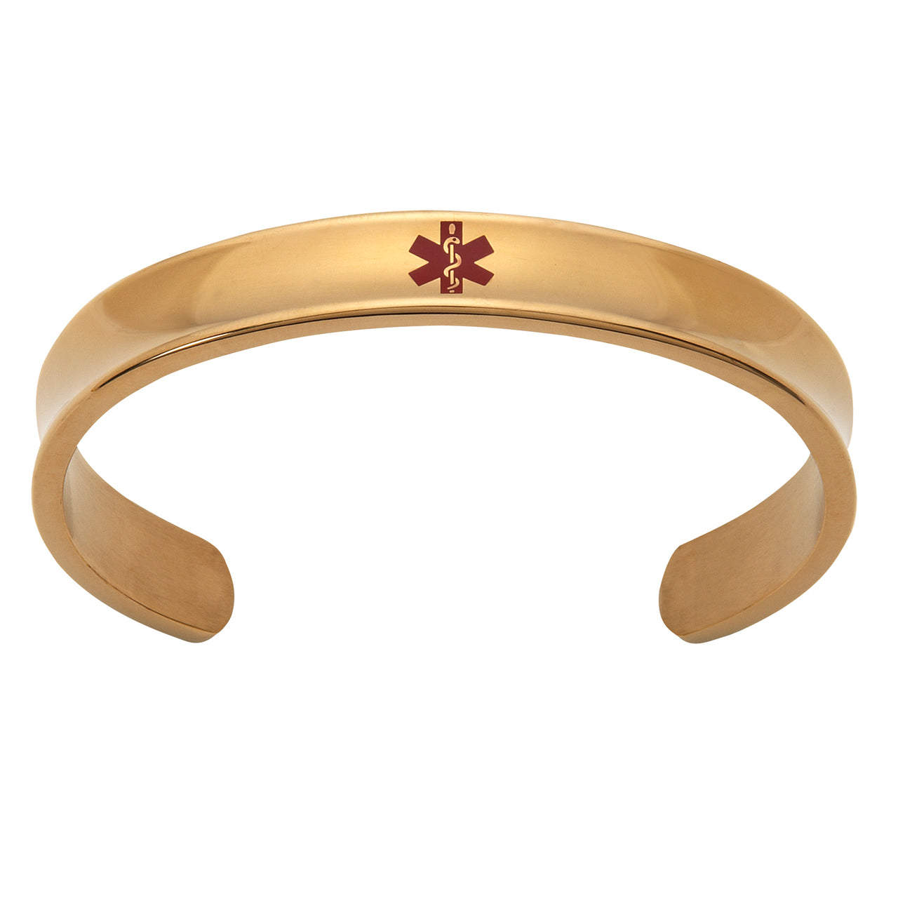 Stainless Steel Silver or Gold Tone Medical Alert Cuff Bracelet