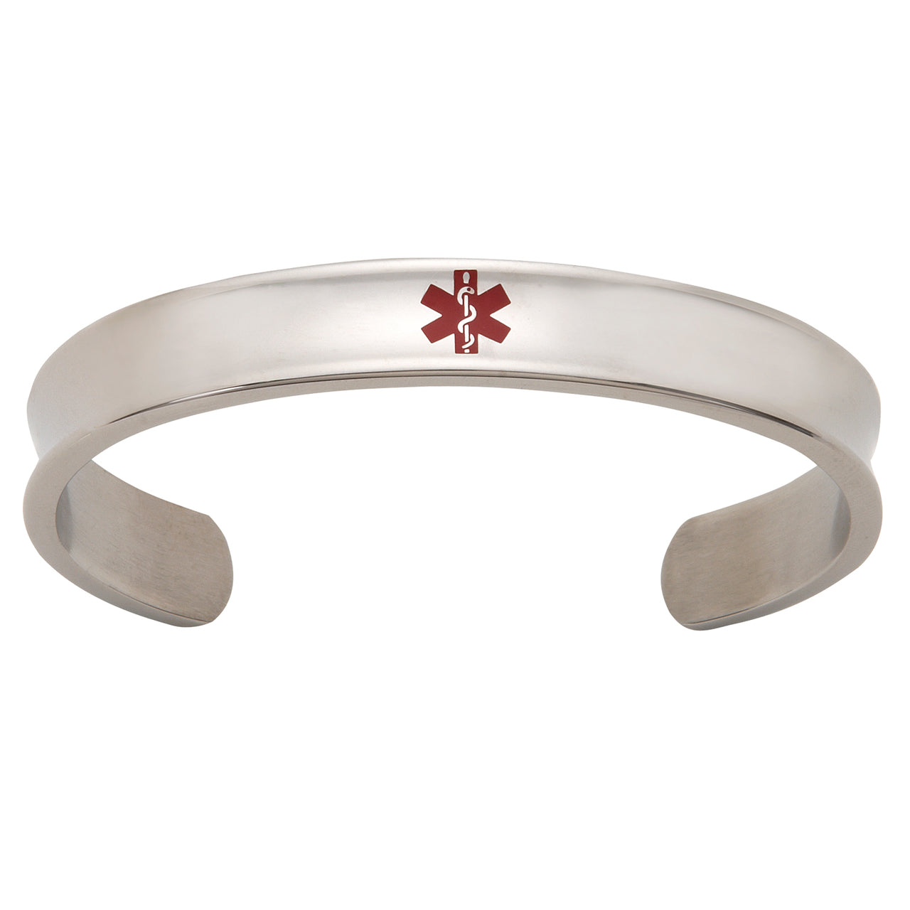 Stainless Steel Silver or Gold Tone Medical Alert Cuff Bracelet