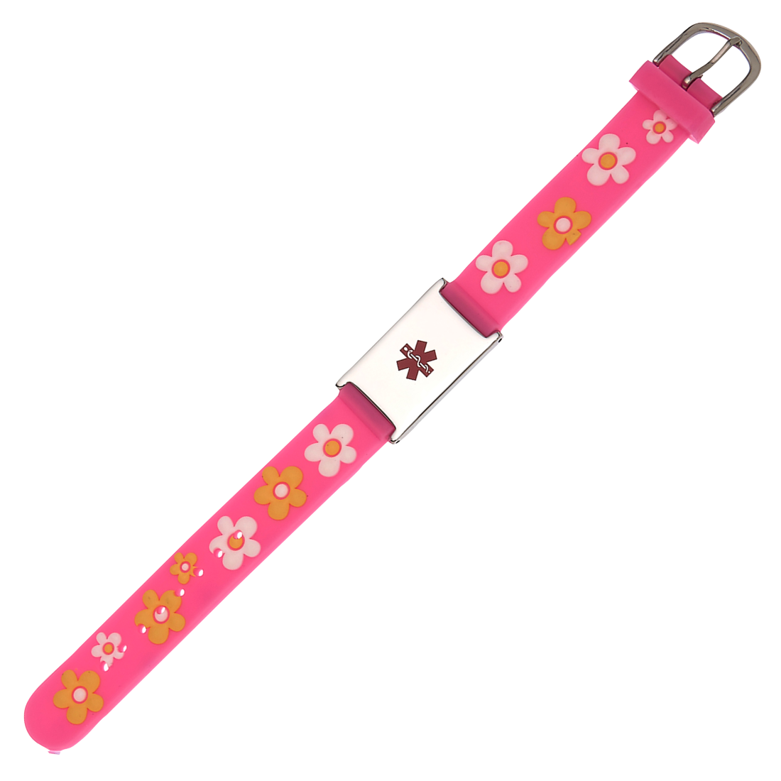 Kid's Pink Medical ID 7in Bracelet with Floral Strap