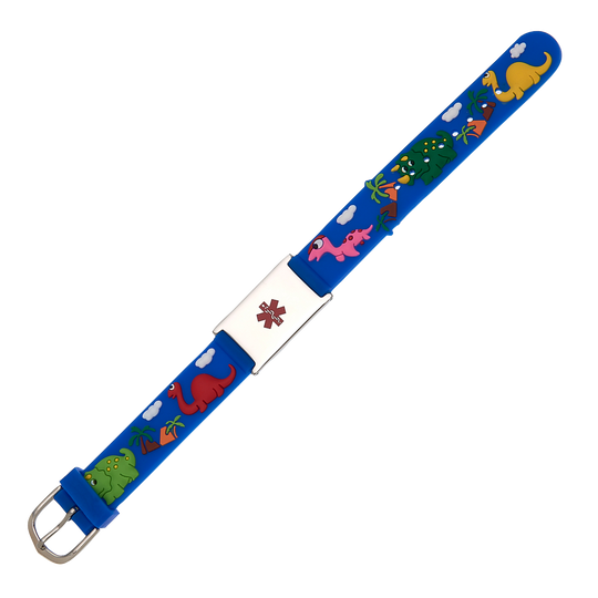Kids Blue Dinosaur Medical ID Bracelet
