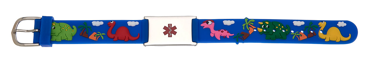 Kids Blue Dinosaur Medical ID Bracelet