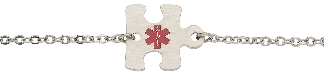 Stainless Steel Puzzle Piece Medical ID Bracelet