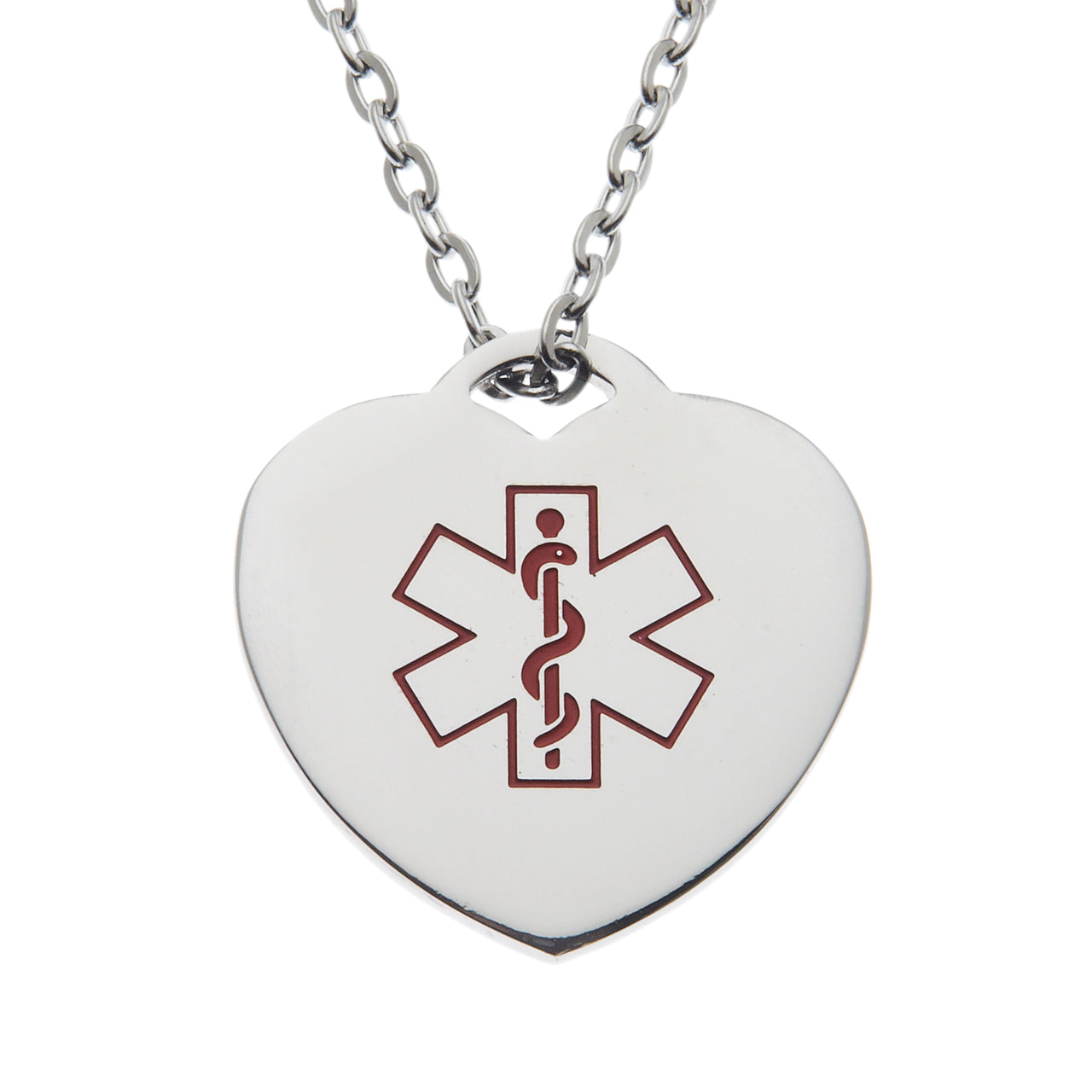 Stainless Steel Heart Medical Alert Pendant Necklace