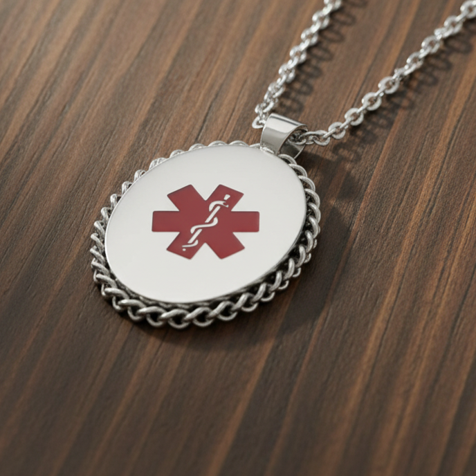 Stainless Steel Medical Alert Pendant Necklace