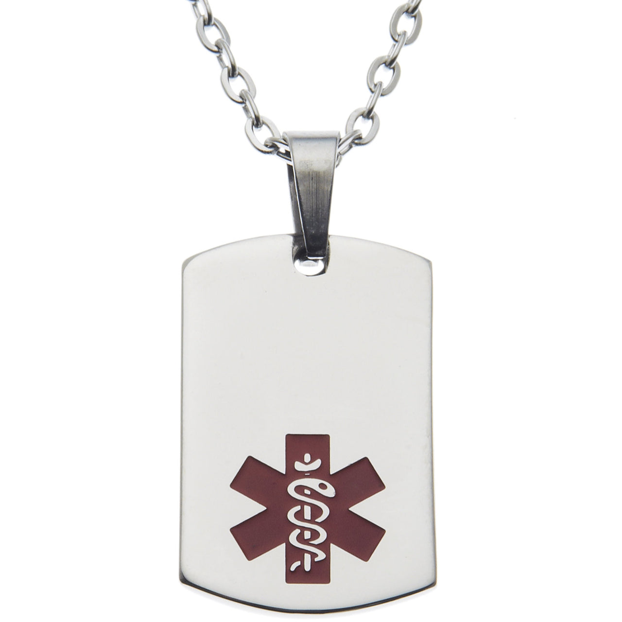 Stainless Steel Medical Alert Dog Tag Pendant Necklace