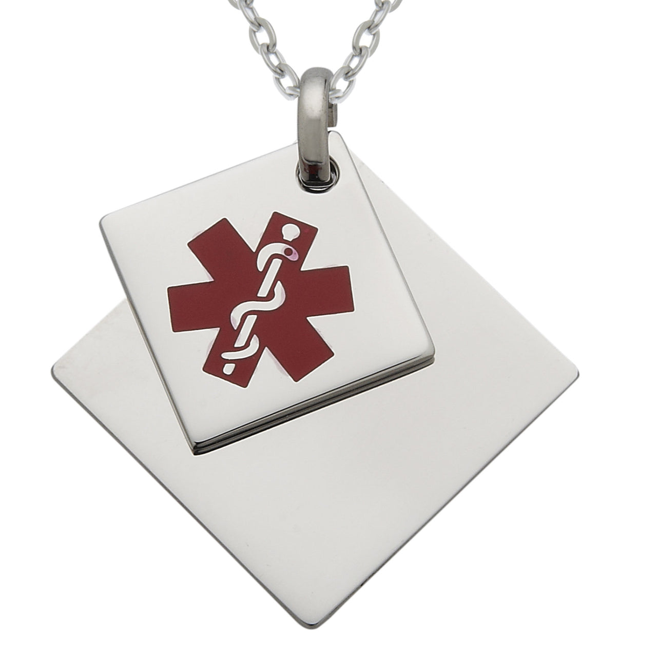 Stainless Steel Modern Medical Alert Pendant Necklace