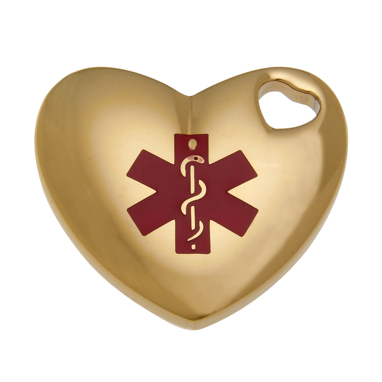 Rose Gold or Gold Tone Heart Medical Alert Pendant Necklace