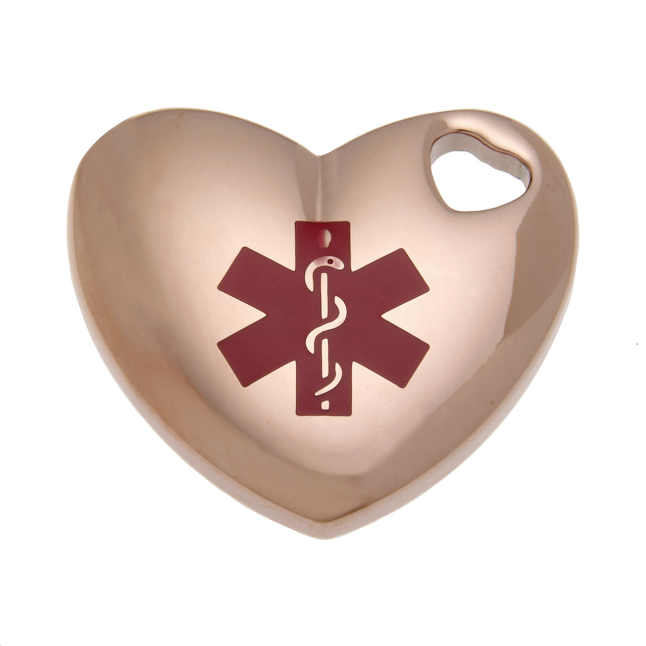 Rose Gold or Gold Tone Heart Medical Alert Pendant Necklace