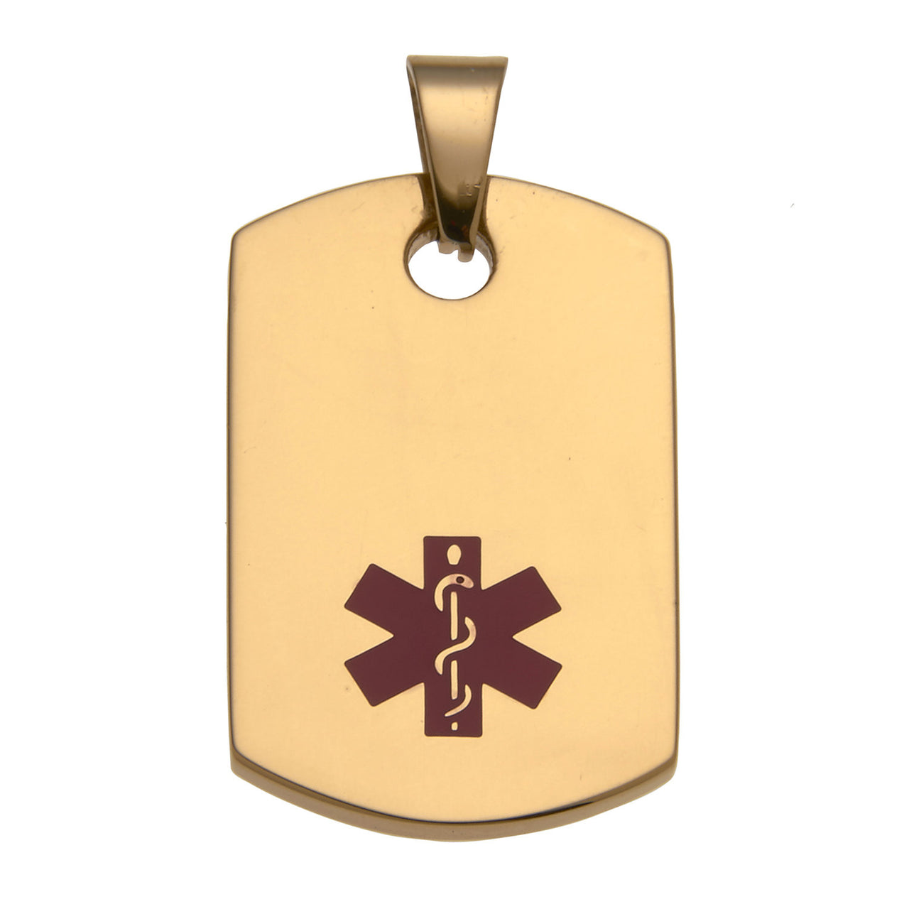 Gold Tone Stainless Steel Medical Alert Dog Tag Pendant Necklace