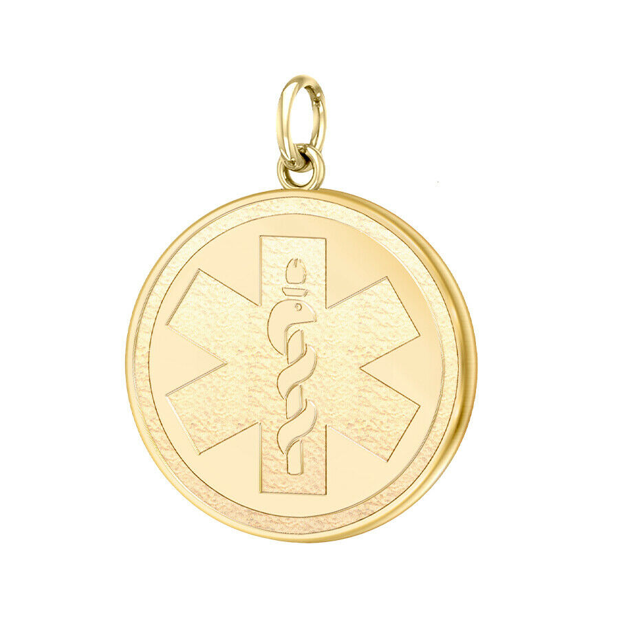 Ladies 10k Yellow Gold Round Medical Pendant,18mm