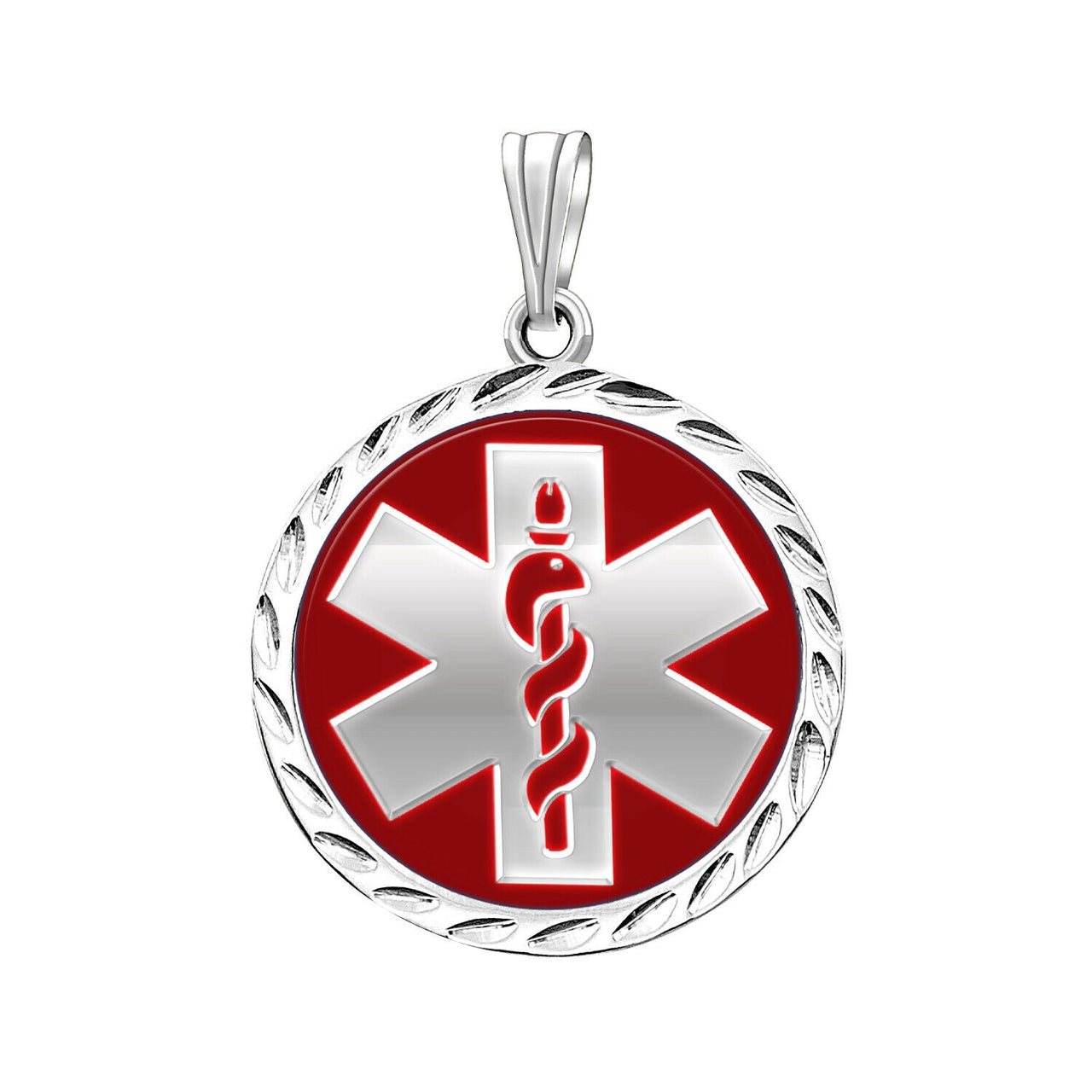 Ladies 925 Sterling Silver Round Medical 7/8 inch