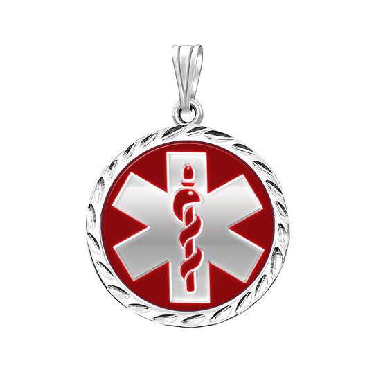 Ladies 925 Sterling Silver Round Medical 7/8 inch