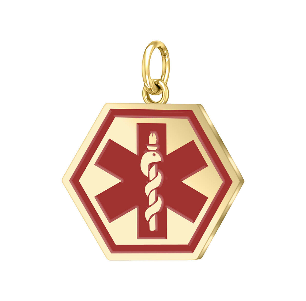 14k Yellow Gold Hexagon Medical Pendant, 30mm