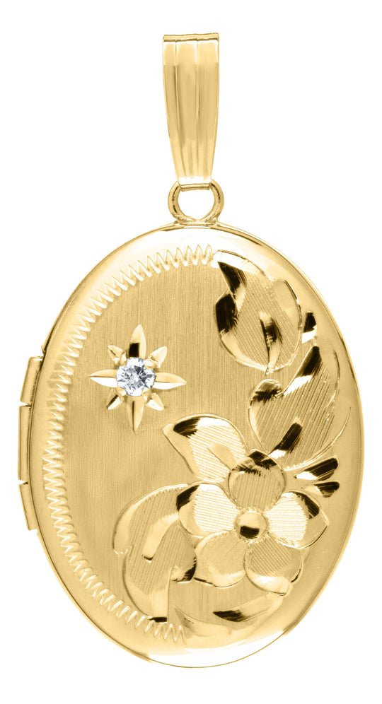 14k Yellow Gold Oval 1pt Diamond Locket