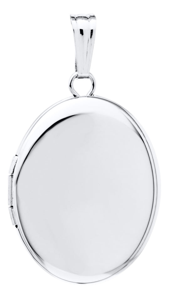 14k White Gold Oval Locket