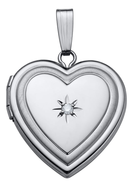 14k White Gold 1pt Diamond Heart Locket