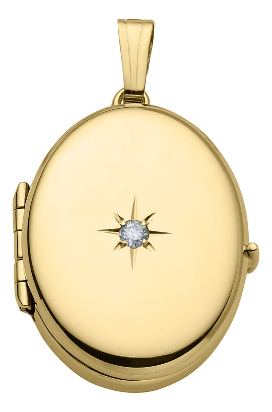 14k Yellow Gold 4 Photo 1pt Diamond Oval Locket